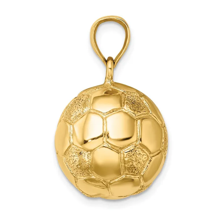 Charm Necklaces Goldia 14k Yellow Gold 3D Soccerball Charm