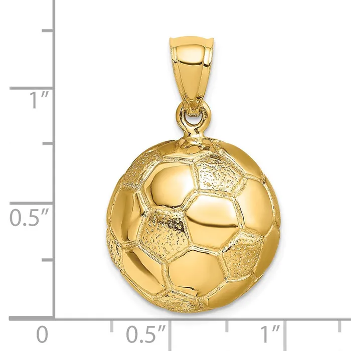 Charm Necklaces Goldia 14k Yellow Gold 3D Soccerball Charm