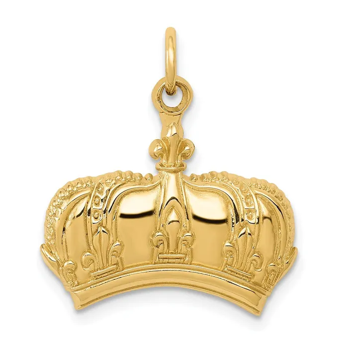 Charm Necklaces Goldia 14k Yellow Gold Fleur De Lis Crown Charm