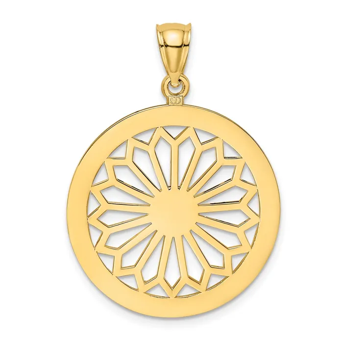 Charm Necklaces Goldia 14k Yellow Gold Retro Daisy In Round Frame Charm