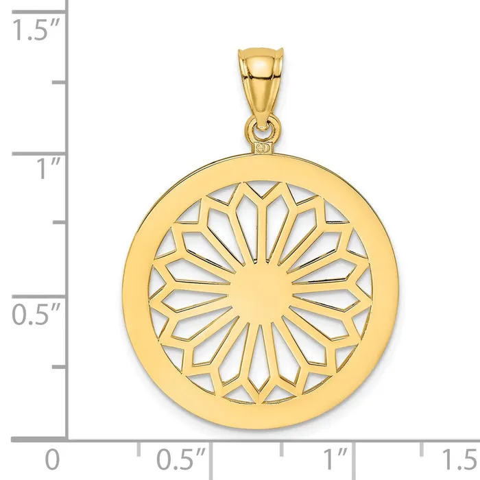 Charm Necklaces Goldia 14k Yellow Gold Retro Daisy In Round Frame Charm