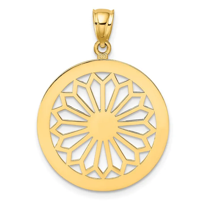 Charm Necklaces Goldia 14k Yellow Gold Retro Daisy In Round Frame Charm