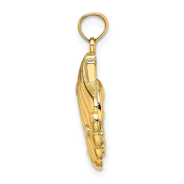 Charm Necklaces Goldia 14k Yellow Gold Reversible Dolphins and Waves in Shell Charm