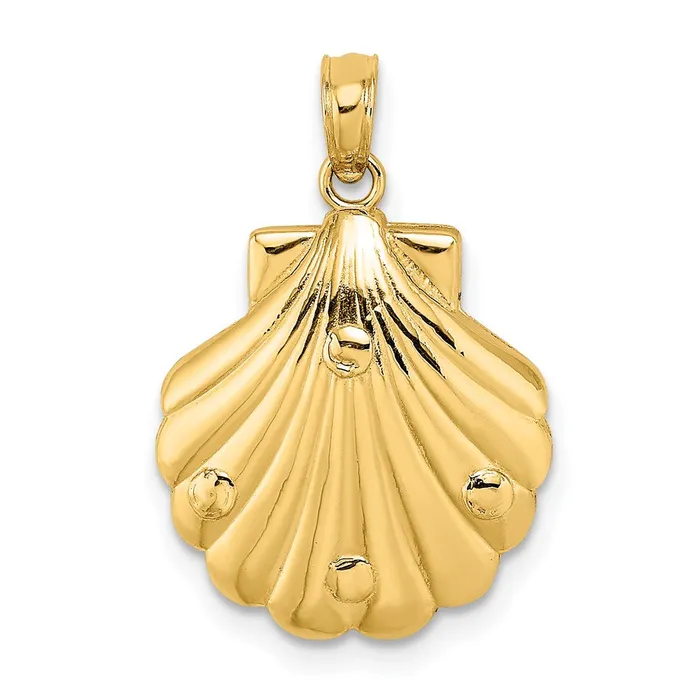 Charm Necklaces Goldia 14k Yellow Gold Reversible Dolphins and Waves in Shell Charm