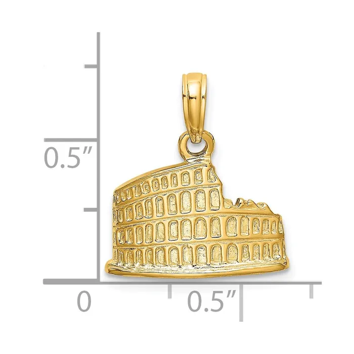 Charm Necklaces Goldia 14k Yellow Gold Textured 2D Coliseum Charm