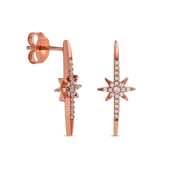 Earrings 01 CT TW Diamond Star Stick Drop Earrings in 10K Rose Gold Goldia Earrings 01 CT TW Diamond Star Stick Drop Earrings in 10K Rose Gold Goldia