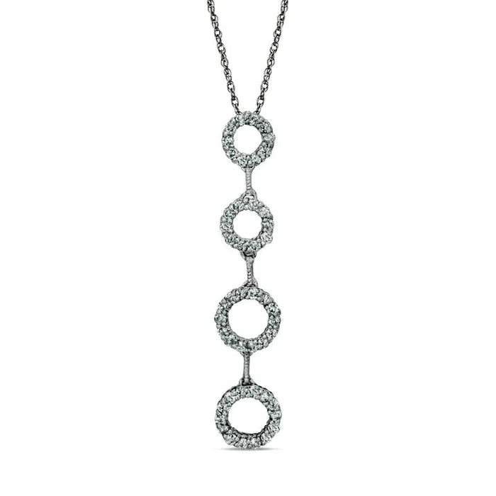 Earrings 05 CT TW Natural Diamond Circles Drop Pendant in 14K White Gold Goldia