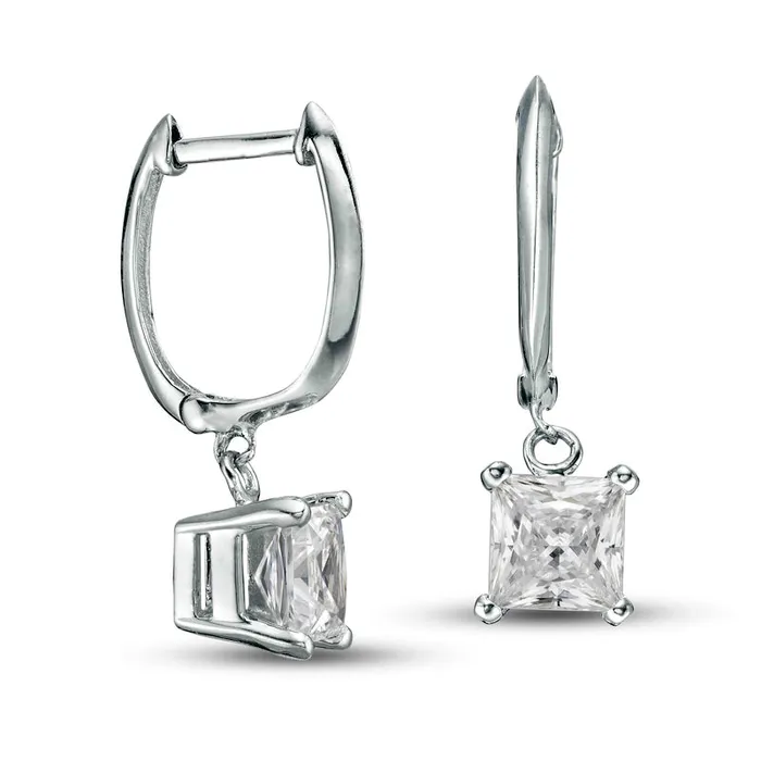 Earrings 138 CT TW Certified PrincessCut Diamond Solitaire Drop Earrings in 14K White Gold IVS2 Goldia Earrings 138 CT TW Certified PrincessCut Diamond Solitaire Drop Earrings in 14K White Gold IVS2 Goldia