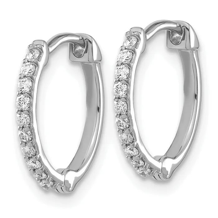 Earrings 14k White Gold 15 Ct Lab Grown Diamond VSSI G Hinged Hoop Earrings Goldia