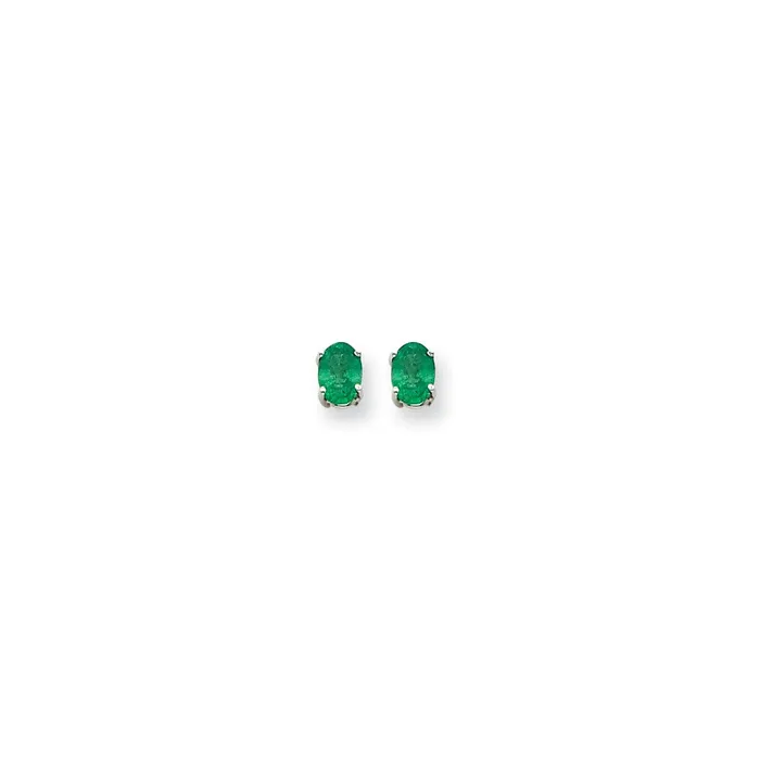 Earrings 14k White Gold 7x5mm Oval Emerald Earrings Goldia