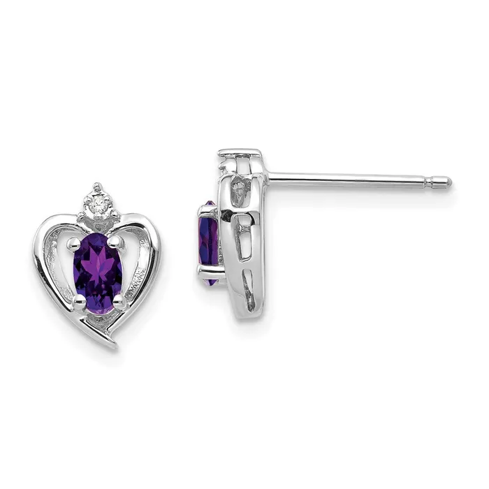 Earrings 14k White Gold Amethyst Diamond Earring goldiaca