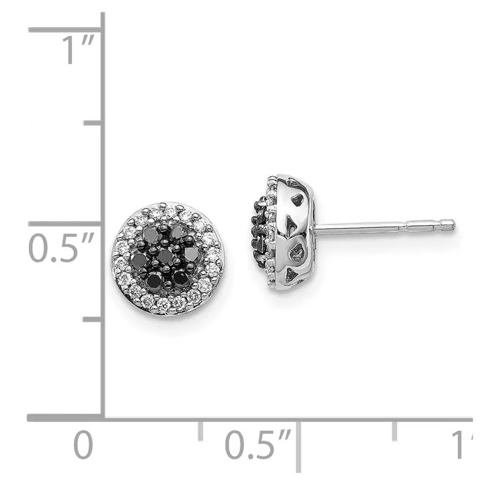 Earrings 14k White Gold BlackWhite Real Diamond Cluster Post Earrings Goldia