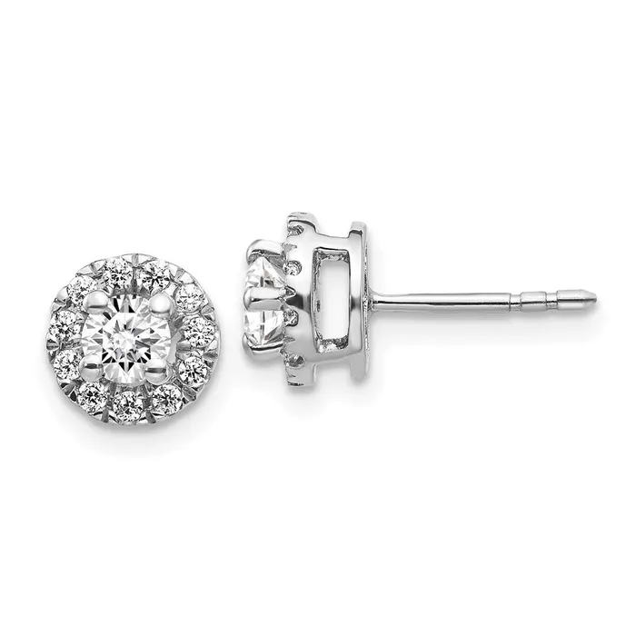 Earrings 14k White Gold Real Diamond Cluster Post Earrings Goldia