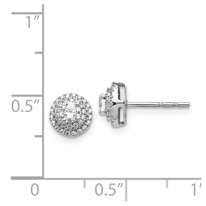 Earrings 14k White Gold Real Diamond Cluster Post Earrings Goldia