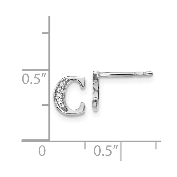 Earrings 14k White Gold Real Diamond Initial C Earrings Goldia