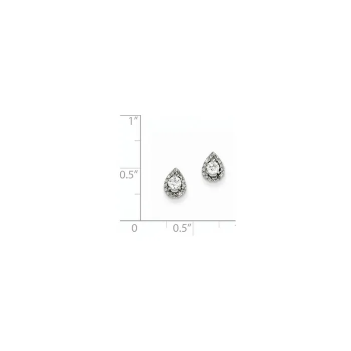 Earrings 14K White Gold Real Diamond Teardrop Post Earrings Goldia