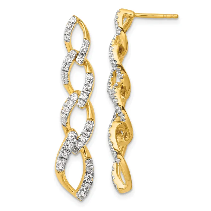 Earrings 14k Yellow Gold Lab Grown Diamond VSSI G Twisted Link Post Dangle Earrings Goldia Earrings 14k Yellow Gold Lab Grown Diamond VSSI G Twisted Link Post Dangle Earrings Goldia
