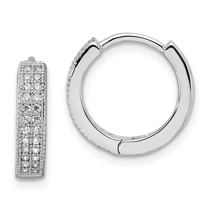 Earrings Brilliant Embers Sterling Silver Rhodiumplated 48 Stone Micro Pav CZ Hinged Hoop Earrings Goldia Earrings Brilliant Embers Sterling Silver Rhodiumplated 48 Stone Micro Pav CZ Hinged Hoop Earrings Goldia