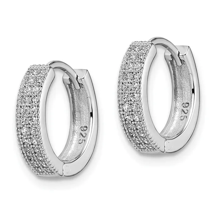 Earrings Brilliant Embers Sterling Silver Rhodiumplated 48 Stone Micro Pav CZ Hinged Hoop Earrings Goldia