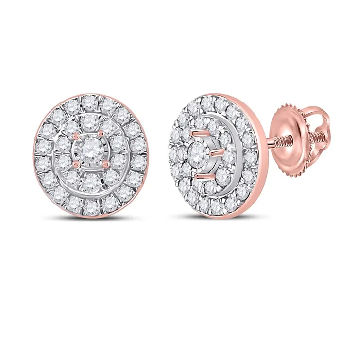 Earrings gndatlanta 10k Rose Gold Round Diamond Oval Earrings 13 Cttw
