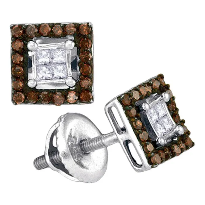 Earrings gndatlanta 14k White Gold Brown Diamond Square Cluster Earrings 13 Cttw Earrings gndatlanta 14k White Gold Brown Diamond Square Cluster Earrings 13 Cttw