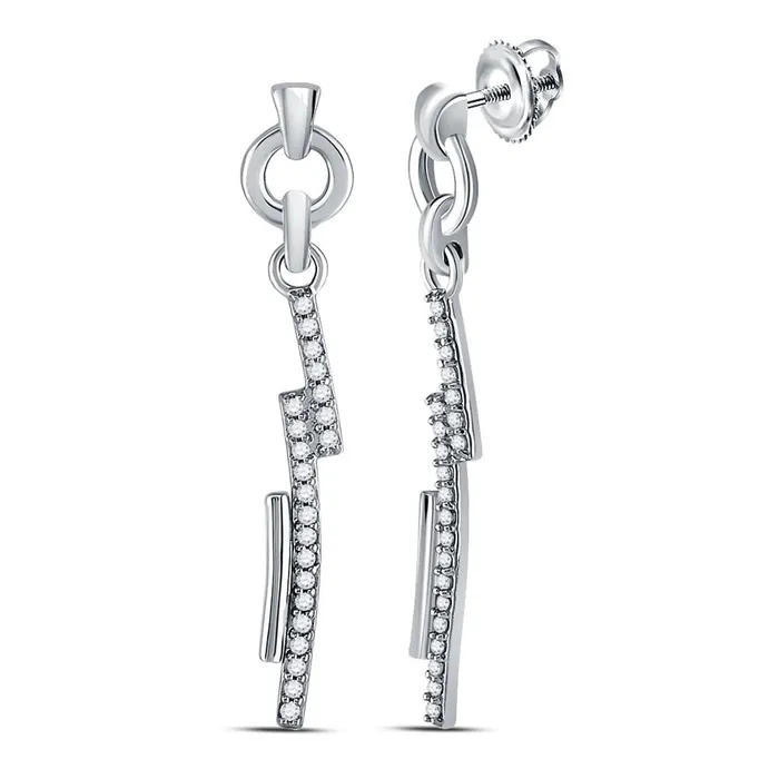 Earrings gndatlanta 14kt White Gold Round Diamond Drop Dangle Stick Earrings 14 Cttw Earrings gndatlanta 14kt White Gold Round Diamond Drop Dangle Stick Earrings 14 Cttw