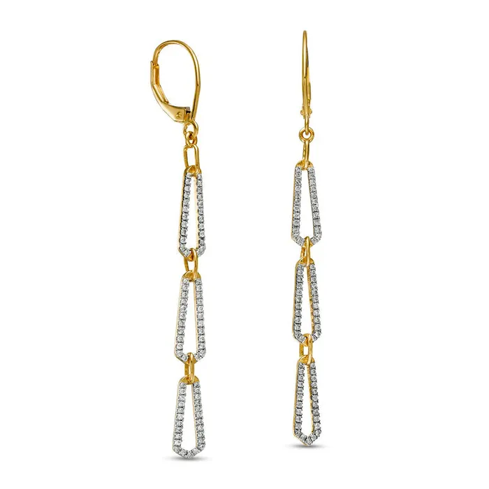 Earrings Goldia 05 CT TW Diamond PaperclipStyle Drop Earrings in 10K Gold Earrings Goldia 05 CT TW Diamond PaperclipStyle Drop Earrings in 10K Gold