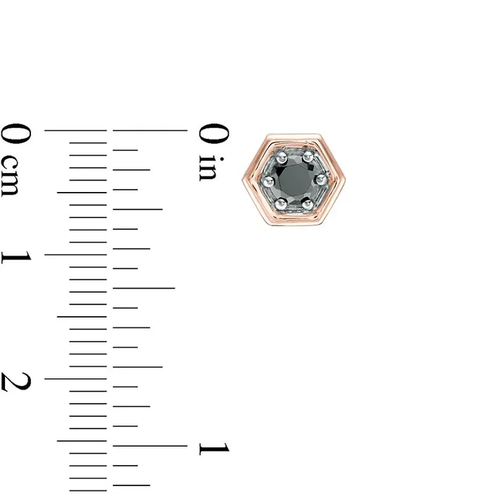 Earrings Goldia 05 CT TW Enhanced Black Diamond Solitaire Hexagon Stud Earrings in 10K Rose Gold Earrings Goldia 05 CT TW Enhanced Black Diamond Solitaire Hexagon Stud Earrings in 10K Rose Gold