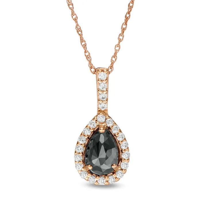 Earrings Goldia 125 CT TW Enhanced Black and White PearShaped Natural Diamond Frame Drop Pendant in 14K Rose Gold Earrings Goldia 125 CT TW Enhanced Black and White PearShaped Natural Diamond Frame Drop Pendant in 14K Rose Gold