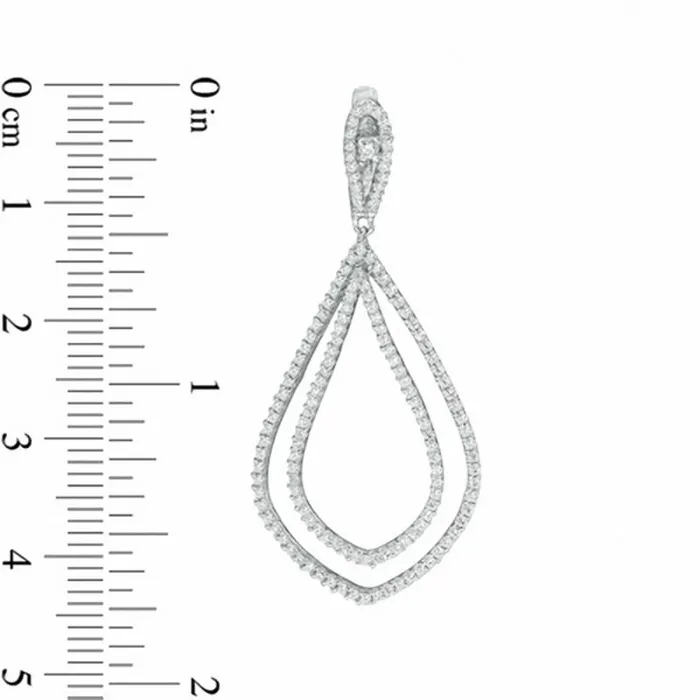 Earrings Goldia 15 CT TW Diamond Double Loop Teardrop Earrings in 10K White Gold Earrings Goldia 15 CT TW Diamond Double Loop Teardrop Earrings in 10K White Gold