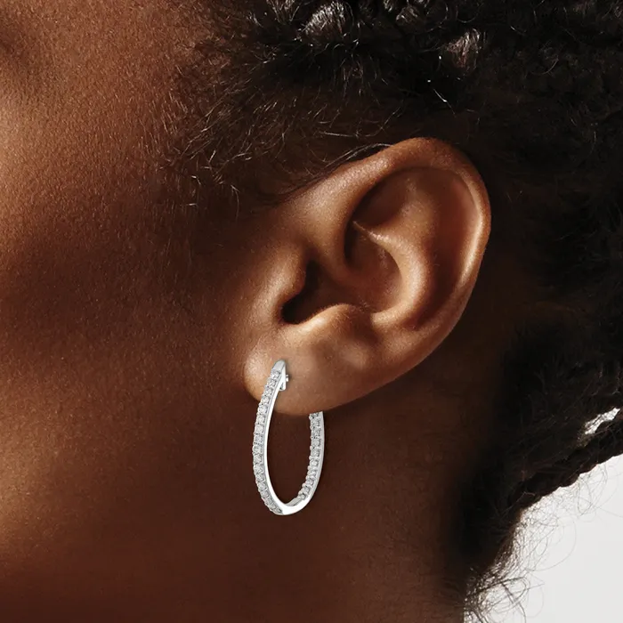 Earrings Goldia 14k White Gold 34 Ct Lab Grown Diamond VSSI G In and Out Hinged Hoop Earrings