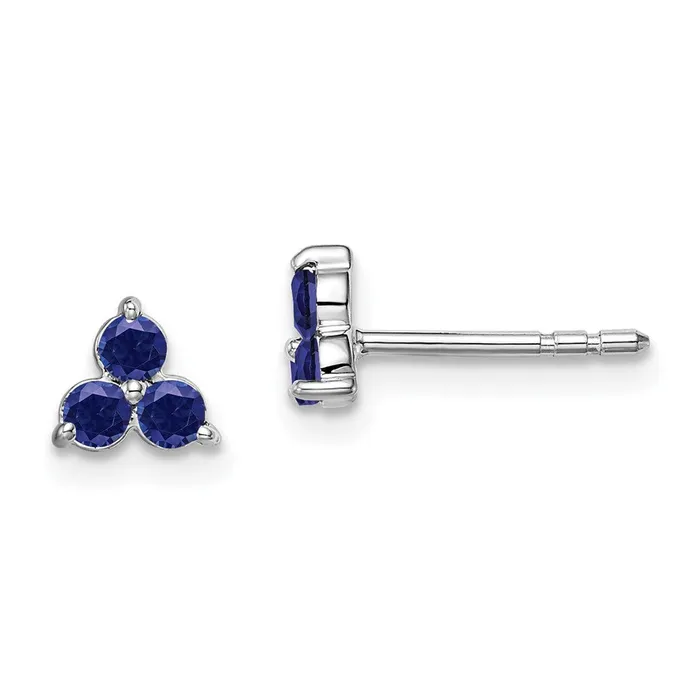 Earrings Goldia 14k White Gold 3stone Created Sapphire Triangle Earrings