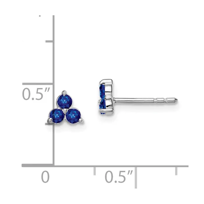 Earrings Goldia 14k White Gold 3stone Created Sapphire Triangle Earrings