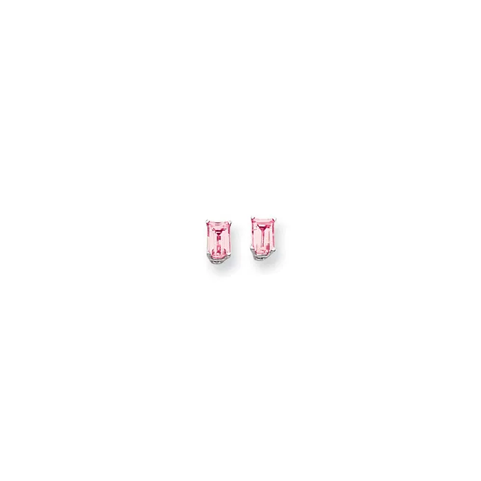 Earrings Goldia 14k White Gold 6x4mm Emerald Cut Pink Tourmaline earring