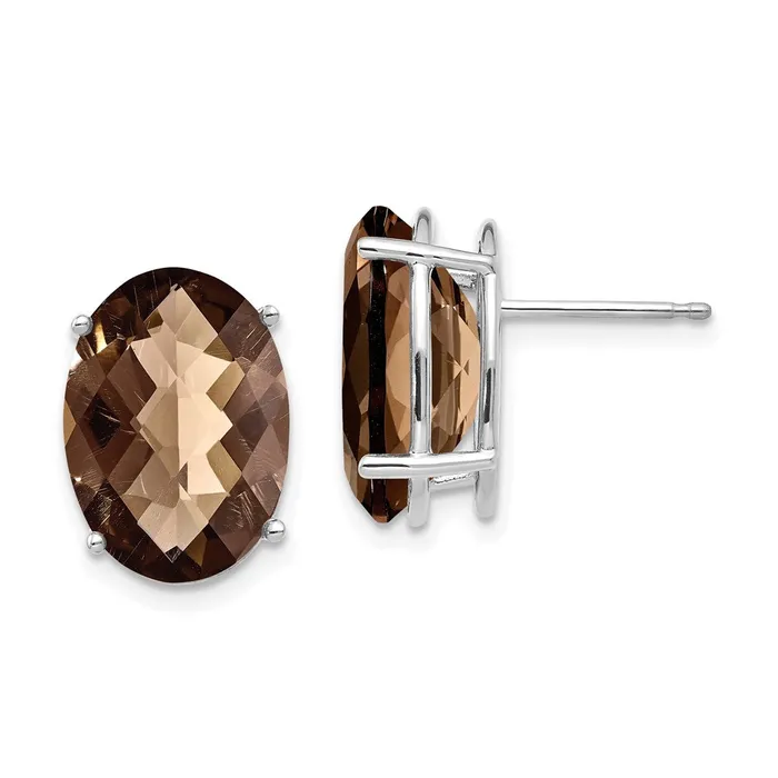 Earrings Goldia 14k White Gold Oval 4Prong 14 x 10mm CheckerCut Smok Yellow Gold Quartz Earrings Earrings Goldia 14k White Gold Oval 4Prong 14 x 10mm CheckerCut Smok Yellow Gold Quartz Earrings