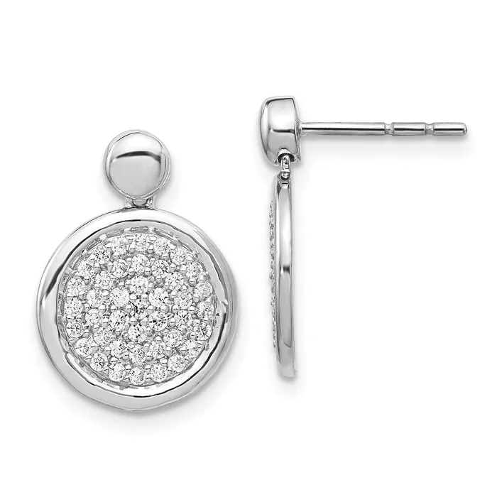 Earrings Goldia 14k White Gold Real Diamond Fancy Circle Post Earrings