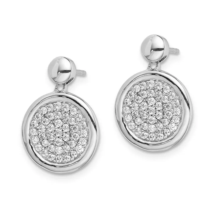 Earrings Goldia 14k White Gold Real Diamond Fancy Circle Post Earrings