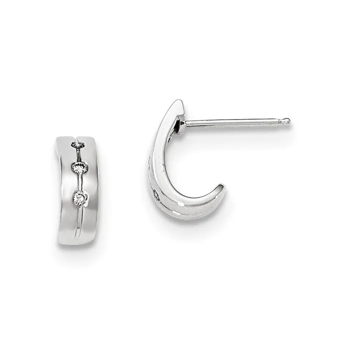 Earrings Goldia 14k White Gold Real Diamond Huggie Post Earrings