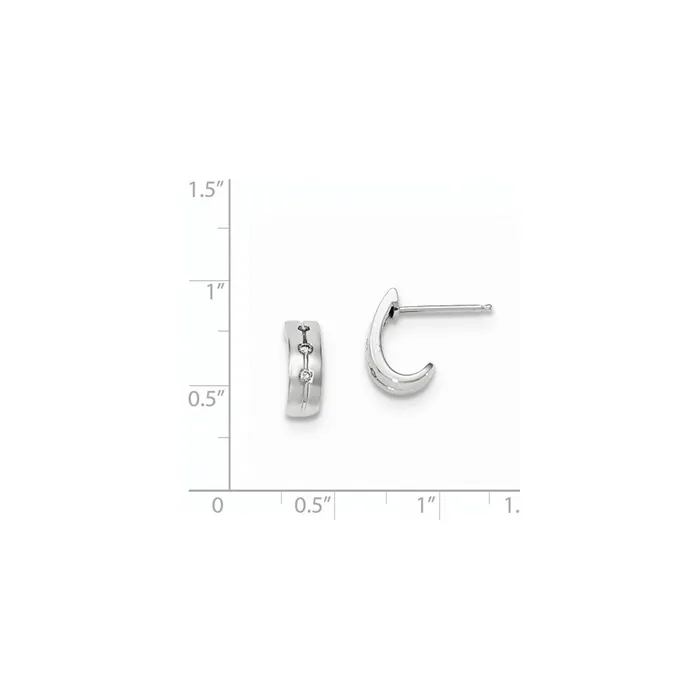 Earrings Goldia 14k White Gold Real Diamond Huggie Post Earrings