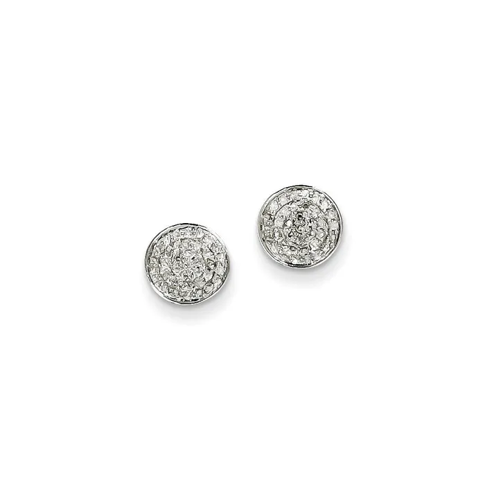 Earrings Goldia 14K White Gold Real Diamond Small Round Pav Post Earrings