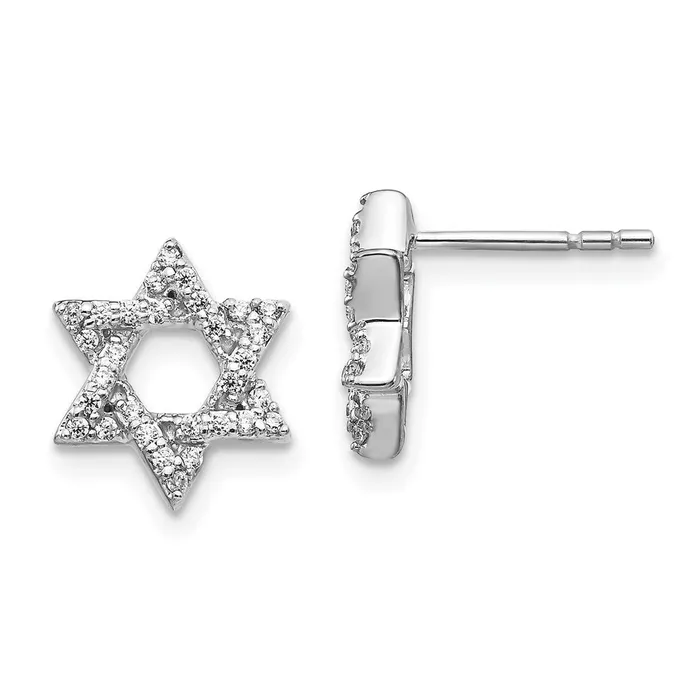 Earrings Goldia 14k White Gold Real Diamond Star of David Earrings