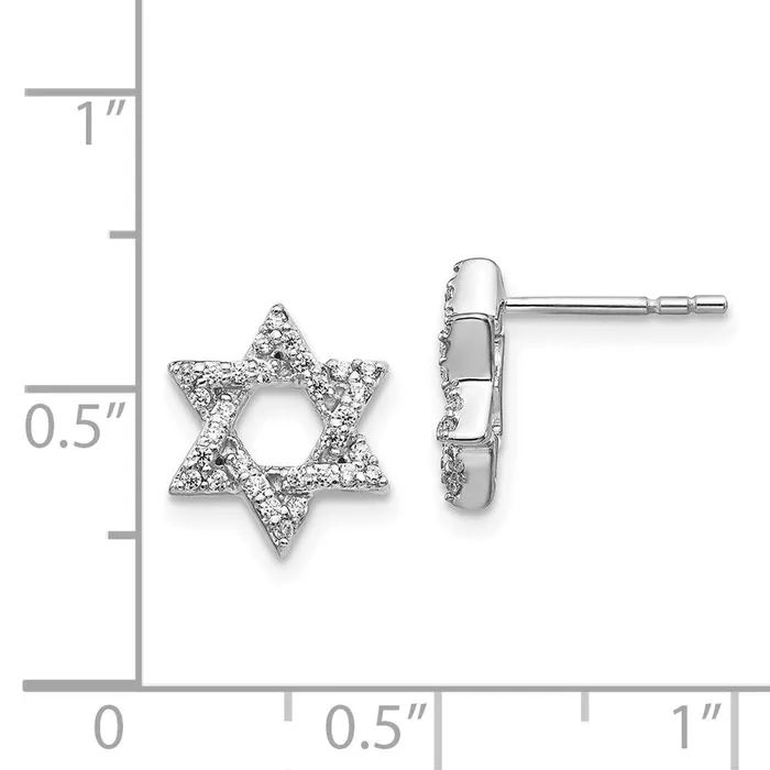 Earrings Goldia 14k White Gold Real Diamond Star of David Earrings
