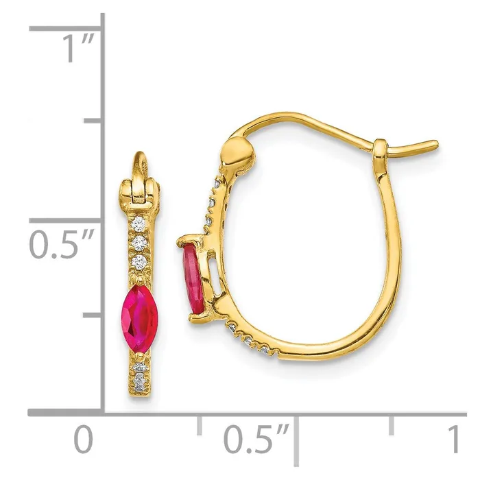 Earrings Goldia 14k Yellow Gold 120ct Real Diamond and Ruby Hinged Hoop Earrings