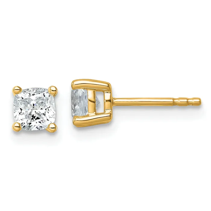 Earrings Goldia 14k Yellow Gold 1 ctw Lab Grown Diamond VSSI G Cushion 4 Prong Heavy Wt Stud Earrings Earrings Goldia 14k Yellow Gold 1 ctw Lab Grown Diamond VSSI G Cushion 4 Prong Heavy Wt Stud Earrings