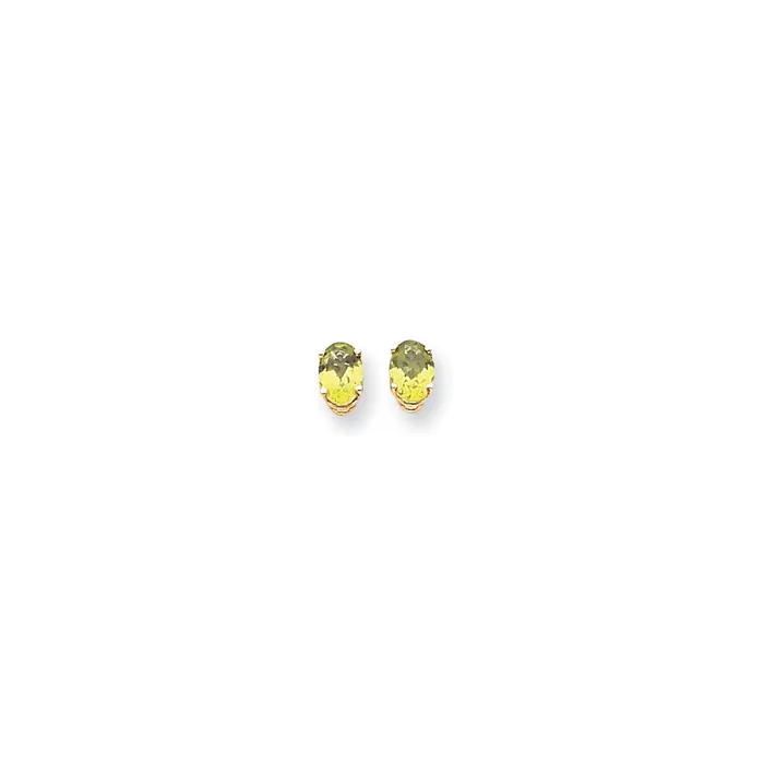 Earrings Goldia 14k Yellow Gold 7x5mm Oval Peridot Checker Earrings