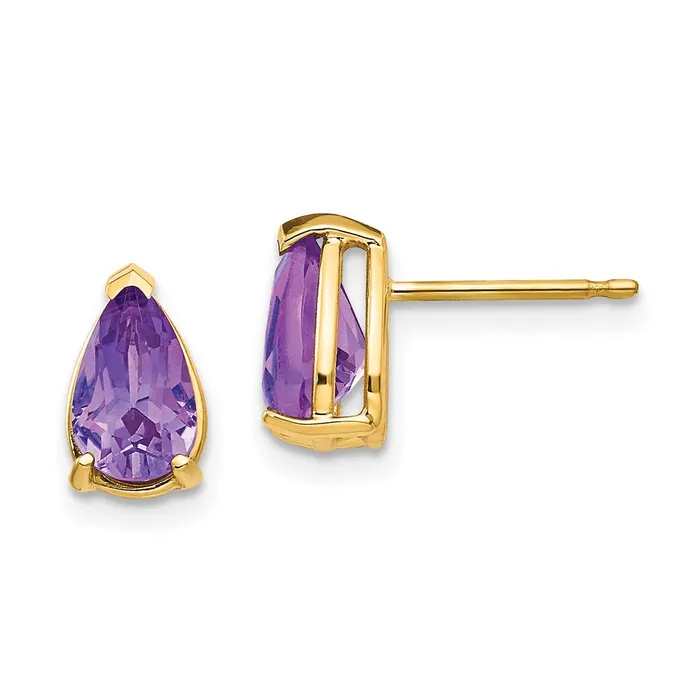 Earrings Goldia 14k Yellow Gold 8x5mm Pear Amethyst Earrings