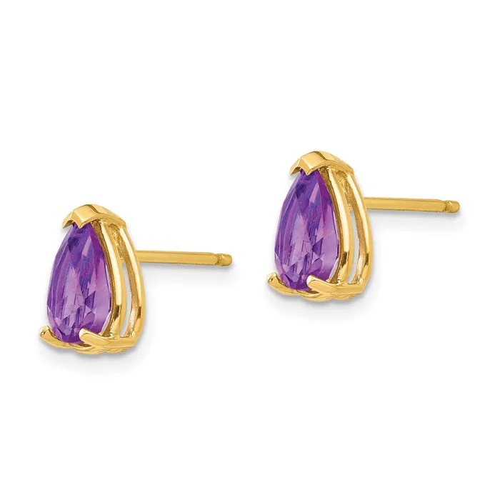 Earrings Goldia 14k Yellow Gold 8x5mm Pear Amethyst Earrings