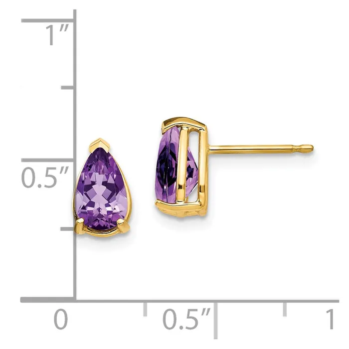 Earrings Goldia 14k Yellow Gold 8x5mm Pear Amethyst Earrings
