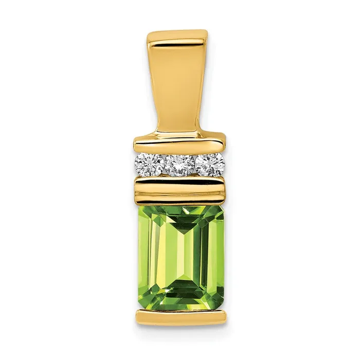 Earrings Goldia 14k Yellow Gold 8x6mm Emerald Cut Peridot AA Diamond Slide Earrings Goldia 14k Yellow Gold 8x6mm Emerald Cut Peridot AA Diamond Slide