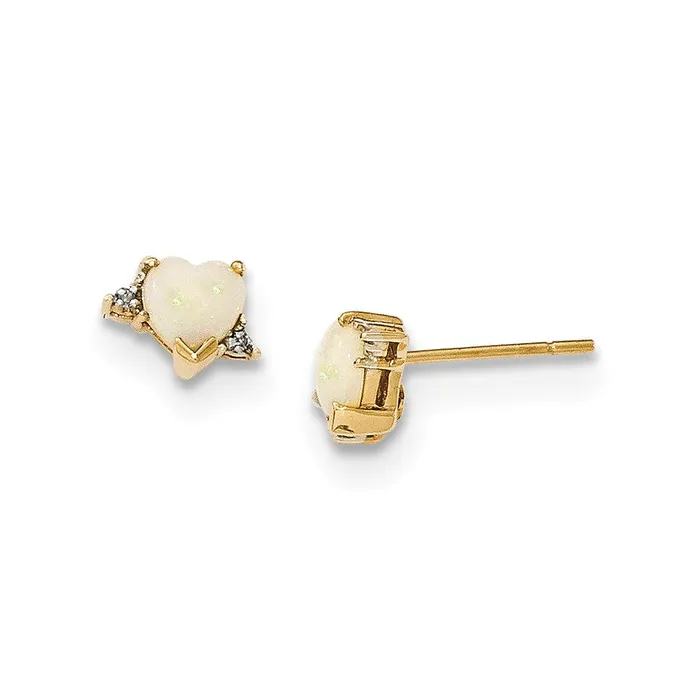 Earrings Goldia 14k Yellow Gold Opal and Real Diamond Post Earrings